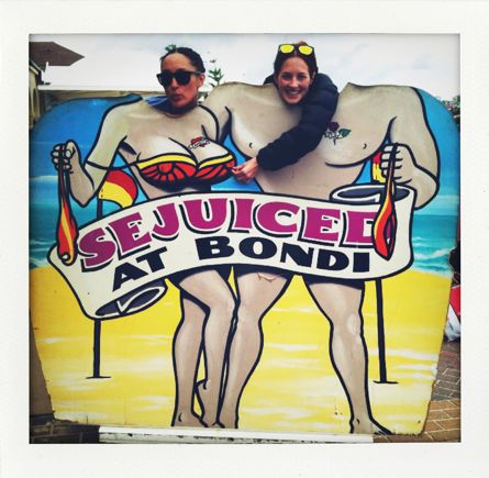 Taylor Tomasi Hill and Moda Operandi's Naomi Watts at Bondi Beach in Sydney.