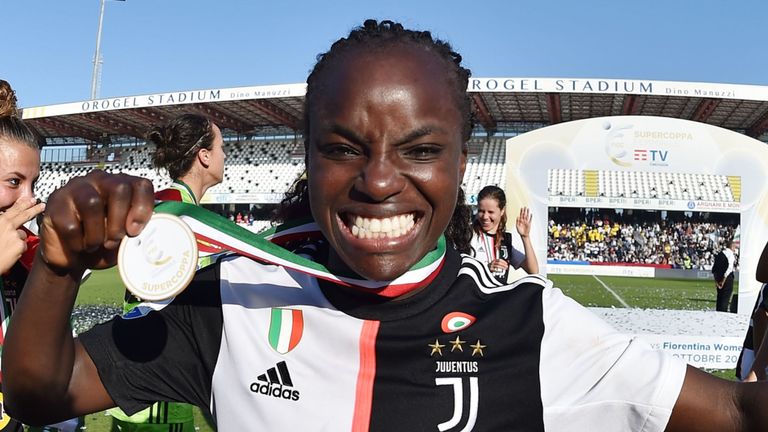 Aluko celebrates winning the Italian Supercup against Fiorentina in October