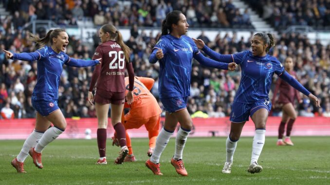 Chelsea beats Manchester City in Women’s League Cup final for first trophy in quadruple bid