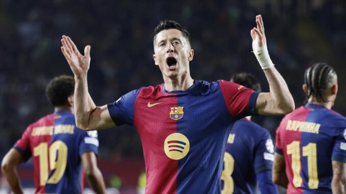 UEFA Champions League 2024-25: Lewandowski strikes twice as Barcelona thrashes Dortmund 4-0